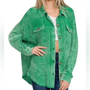 Green Button Down Shirt for Women